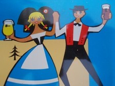 Rare et superbe cendrier METEOR Bière Alsace fixé sous verre Pierre Feve 1950 !