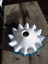 Ancien lustre/abat jour à dentelles-opaline bleu et blanc-plafonnier porcelaine