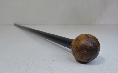 Ancienne canne bois pommeau - canne,