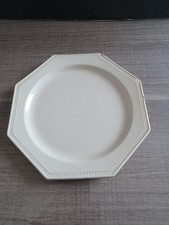 Ancien assiette octogonale perles Creil & Montereau en faience blanche 19eme