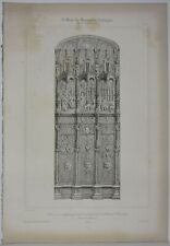 Lithographie Porte en bois sculptée du portail de la Cathédrale de Beauvais