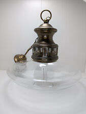 💖 Grand Lustre vintage en laiton style bronze et grand globe en verre