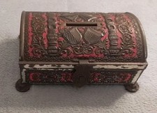 Ancienne Boite Métal Tirelire Forme De Coffre Publicitaire  Jamin Oosterhout