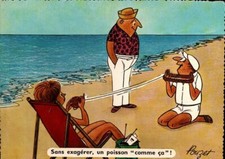 Carte Illustrateur Humour - POUZET Va à la Pêche