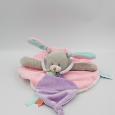 Doudou plat lapin gris blanc