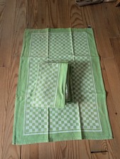 6 torchon ancien, 100 % coton, motif a carreaux vert, plateau d'échecs, Nydel