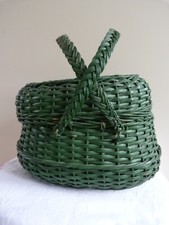 Ancien Panier Bressans ou à poule en osier vert 24 cm  fin XIXeme siècle
