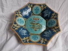 Rare plat octogonal signé Ulysse Blois Emile Balon 24 cm diam7 cm de profondeur
