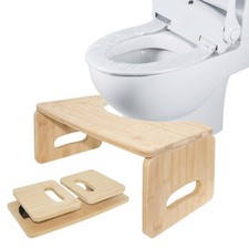 Tabouret Toilette Pliable, Multifonction Marche Pied WC Bambou, Portable Tabo...