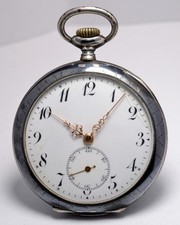 MONTRE ANCIENNE GOUSSET MOERIS ARGENT NIELLO 1900 VINTAGE SWISS POCKET WATCH