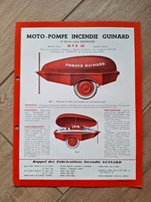 DOCUMENT PUBLICITAIRE REMORQUE INCENDIE MOTO-POMPE GUINARD VÉHICULE POMPIERS