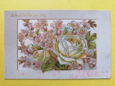 CPA Ecrite en 1906 à Ferdinand CRISPI Gaufrée EMBOSSED Flowers Fleurs ROSES