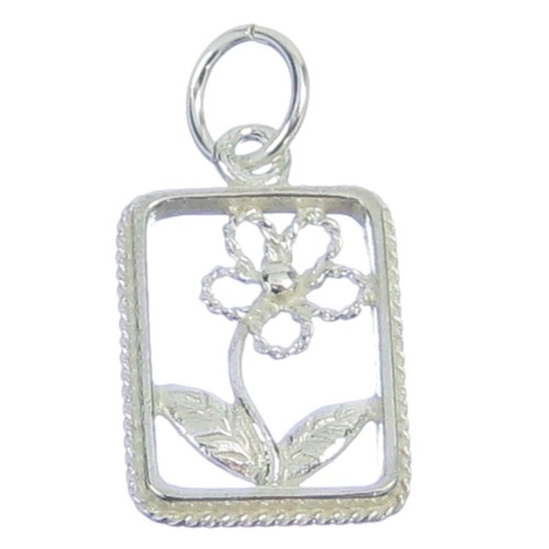 Fleur dans cadre - dans, argent