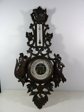 Barometre Thermometre mural ancien foret noire attributs de la chasse 69cm  