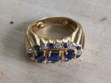 Bague Or 18 K Poinçon Tète Daigle Certis Saphirs Ceylan Et Diamants superbe