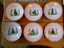 6 ancienne assiette faïence Quimper HB costume coiffe breton folklore Bretagne