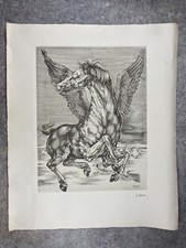 GRAVURE Burin Marc Dautry Pégase. Cheval Ailé. Mythologie. Signée.