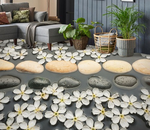 Pierre fleurs blanche 3d - pierre, à