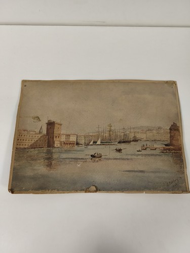 Dessin aquarellé ancien 1898