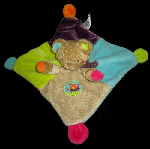 Doudou carré plat ours marron - plat,