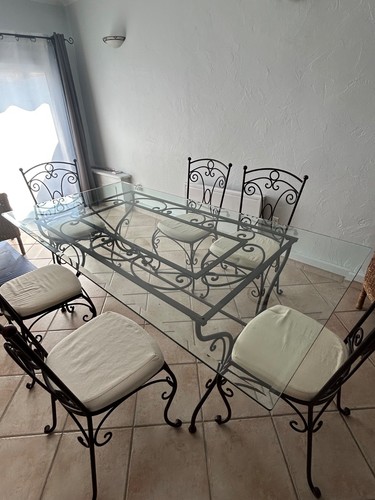 Table fer forgé chaises - +, 6