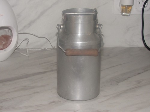 Ancien pot lait aluminium - pot, à