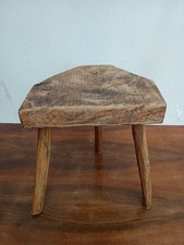 Tabouret, table d'appoint tripode vintage en frêne massif
