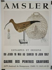 Amsler Estampes et dessins 1967 Affiche Originale Exposition Sculpture