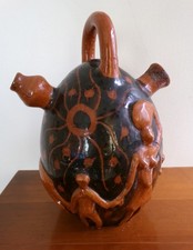 Cruche / Gargoulette en terre cuite - signée - Afrique du nord?