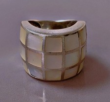 14grs Ancienne bague argent nacre bijou bague argent massif T 54