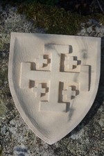 HF1397 B  BLASON MURAL JERUSALEM   ARMOIRIE  PIERRE RECONSTITUEE PROMO -20%