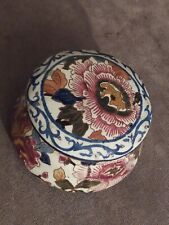 MAGNIFIQUE BOITE OU BONBONNIERE EN FAIENCE DE GIEN DECOR Pivoines Ancienne 