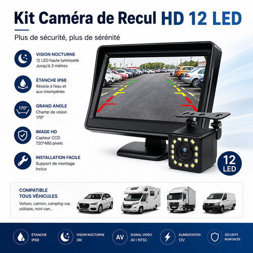 Caméra recul led ccd - hd,