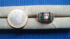 B26C Neuf Large Bague Plaqué Or Saphir Rubis Emeraude Diamant CZ Lot Bijou  2