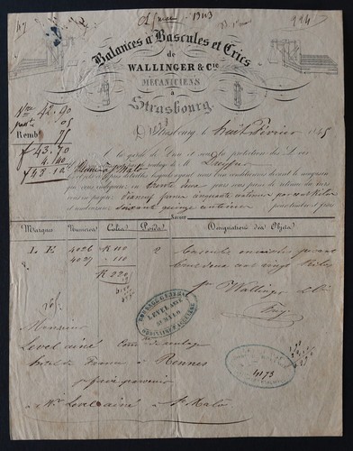 Facture strasbourg 1845 - facture,