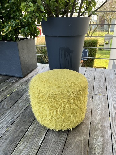 Pouf vintage jaune - ,