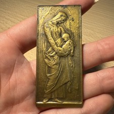 Médaille Religieuse Vierge À L’enfant En Bronze
