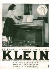 Publicité ancienne piano Klein 1950 issue de magazine