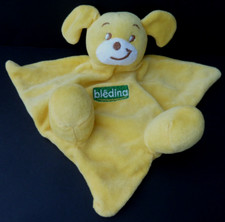 26. DOUDOU PLAT MARIONNETTE BLEDINA CHIEN triangle jaune VERT BLANC ETAT NEUF*