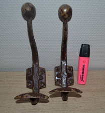 Paire d'anciens porte manteau métal, Patère d'école / vestiaire (Industrie loft)