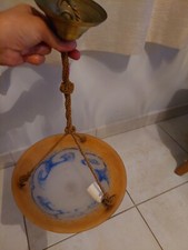 Ancien lustre vasque signé MULLER Frères Lunéville, pâte de verre Art Déco 