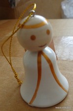  ornament Russian hand carved&painted wood  angel w/wings.2.2 "white