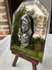 Vierge à l enfant en étain sur miroir(Sainte Marie et Jésus)Les Etains du Galion