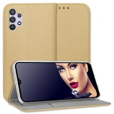 Coque Housse Etui à clapet pour Samsung Galaxy A32 5G or Bookstyle Flip Pochette