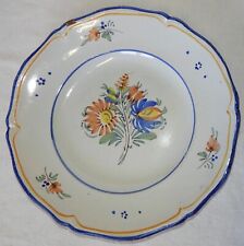 Assiette ancienne XIXème - LA ROCHELLE? - Décor floral polychrome (24.5 cm)