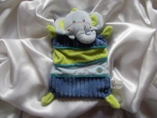 Doudou plat éléphant bleu et vert, Nicotoy, Simba