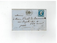 LETTRE NAPOLEON 20C N14A DE MARINES PC 1881 1857 BOITE RURALE A  BALINCOURT