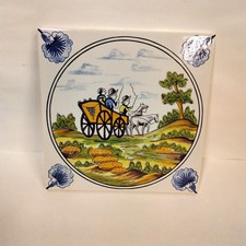 Carreau Carrelage Faience De Desvres 13cm Enfants Charette Chevaux Fourmaintraux