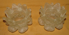 Lot de 2 tulipes forme fleurs roses en verre opalescent blanc Art Déco
