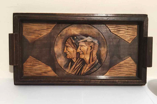 Plateau ancien bois verre - plateau,